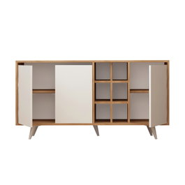 Hanah Home Consola Roble y Blanco, 140x86x40 cm, Tablero Partículas Melamina, Moderna - Novedad